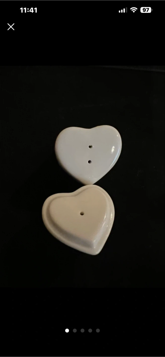 White Heart Salt and Pepper Shakers