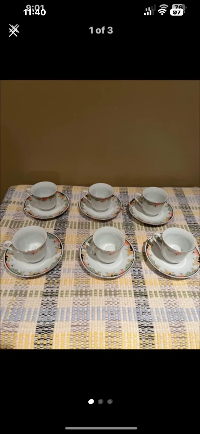 Espresso Set of 6 teacups and saucers
