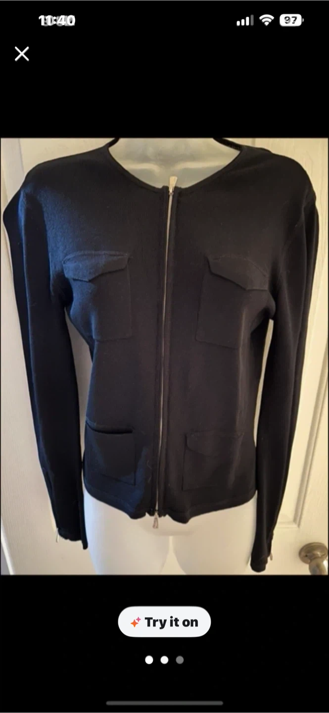 ONE GIRL WHO Black Zip-Up Cardigan Sweater