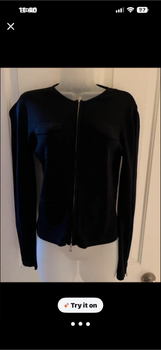 ONE GIRL WHO Black Zip-Up Cardigan Sweater - photo 2