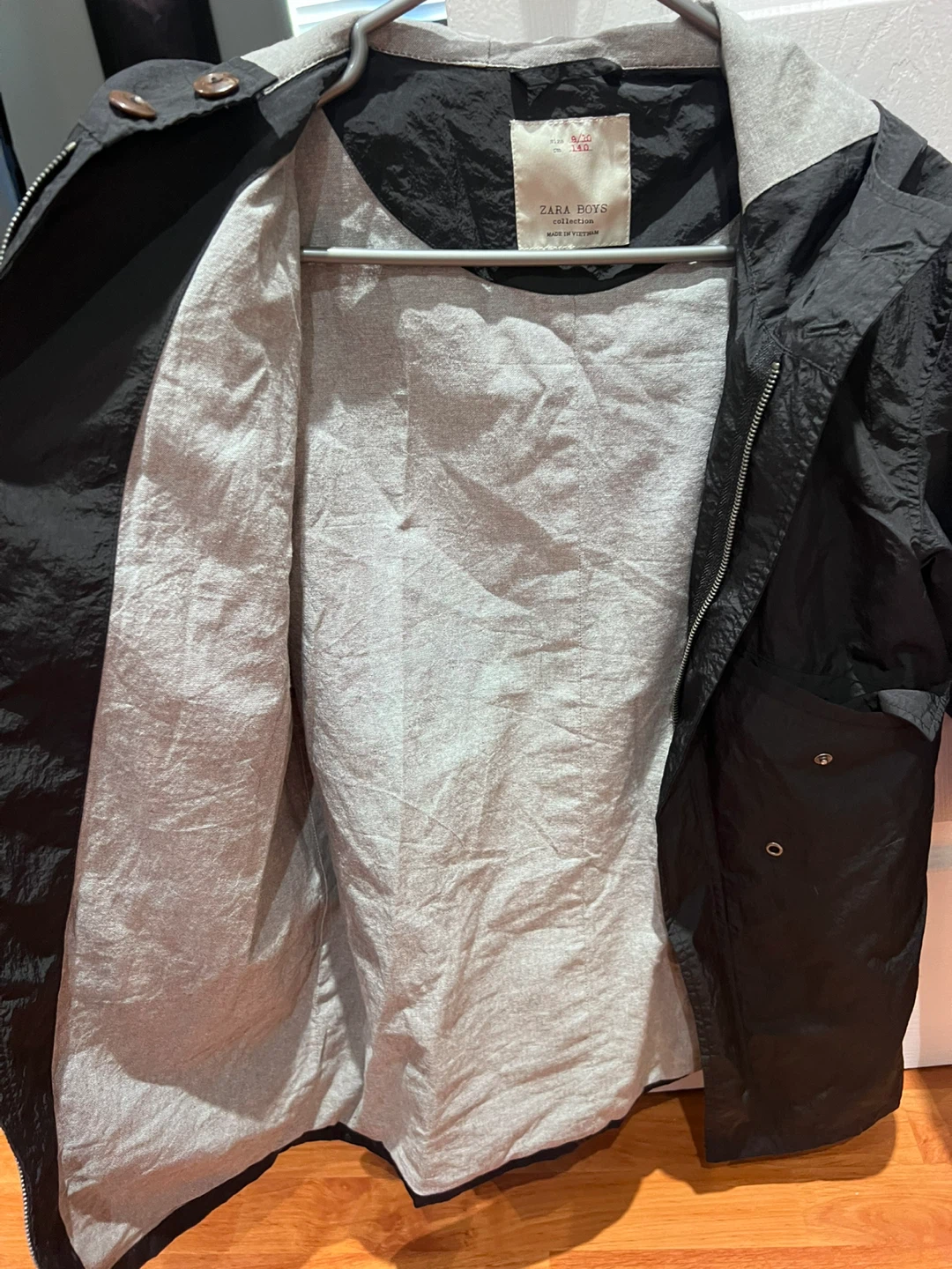 Zara Boys Size Black Hooded Jacket - photo 3