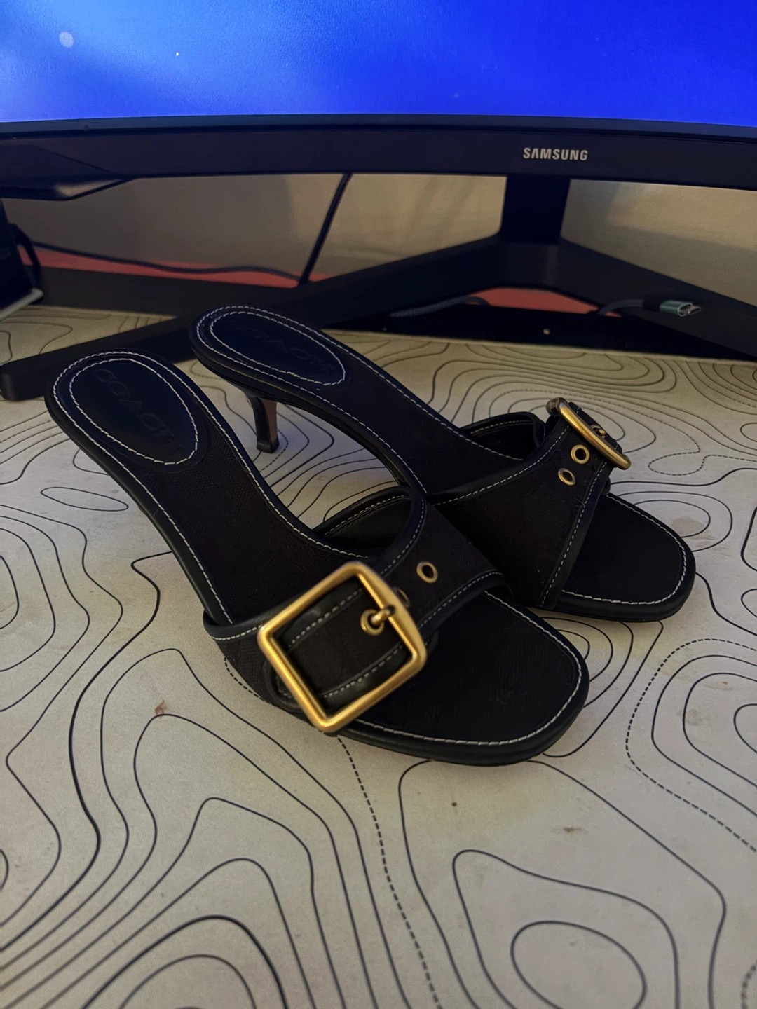 coach black signature heels size 6 !