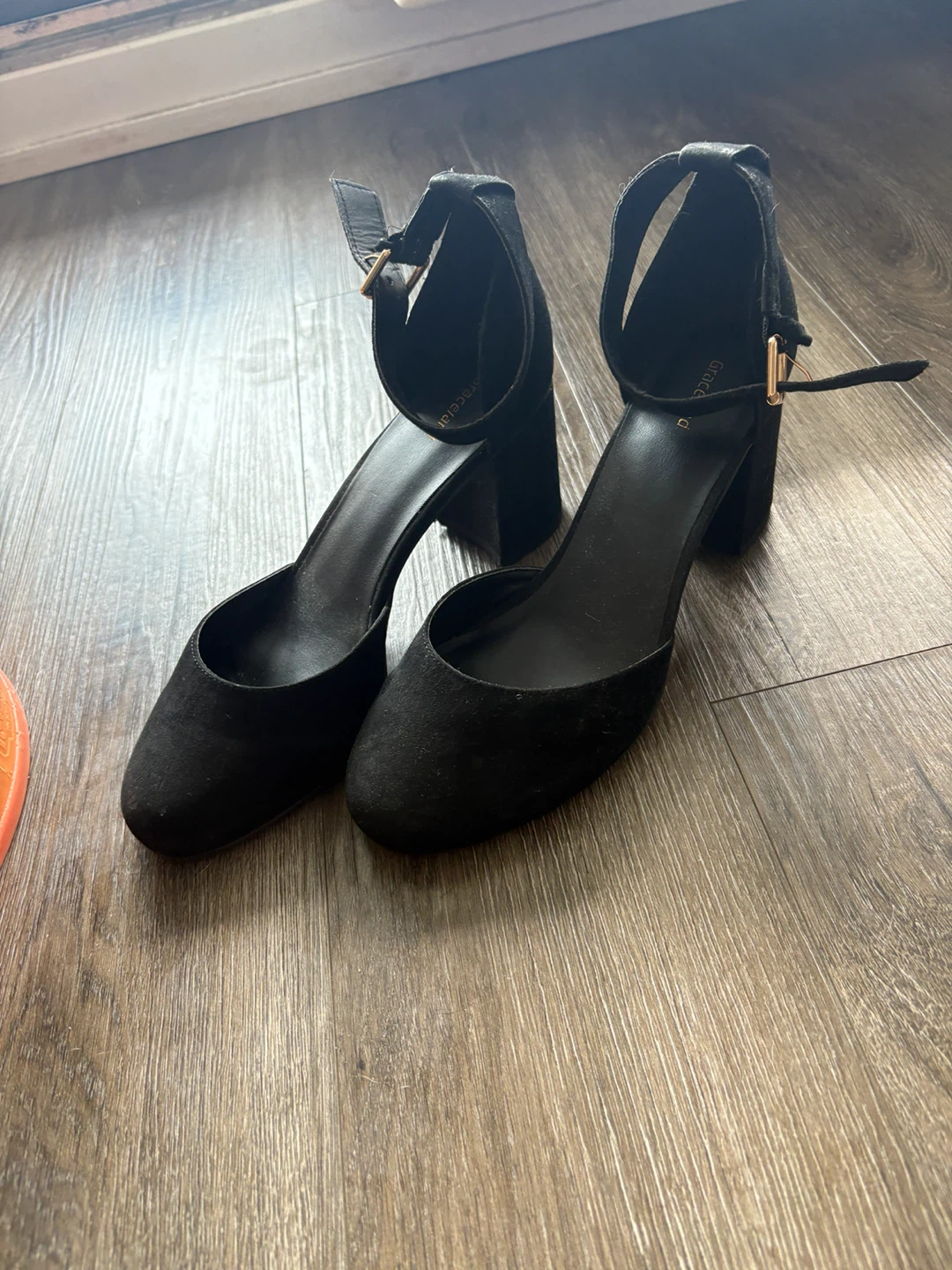 Graceland Black Suede Ankle Strap Heels