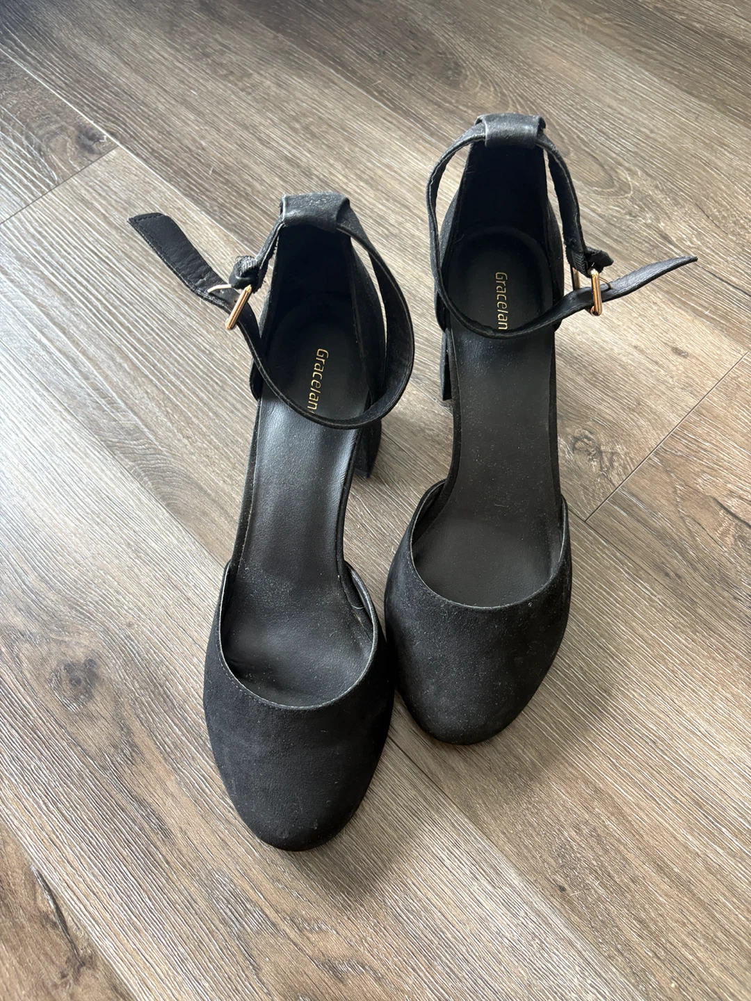 Graceland Black Suede Ankle Strap Heels - photo 2