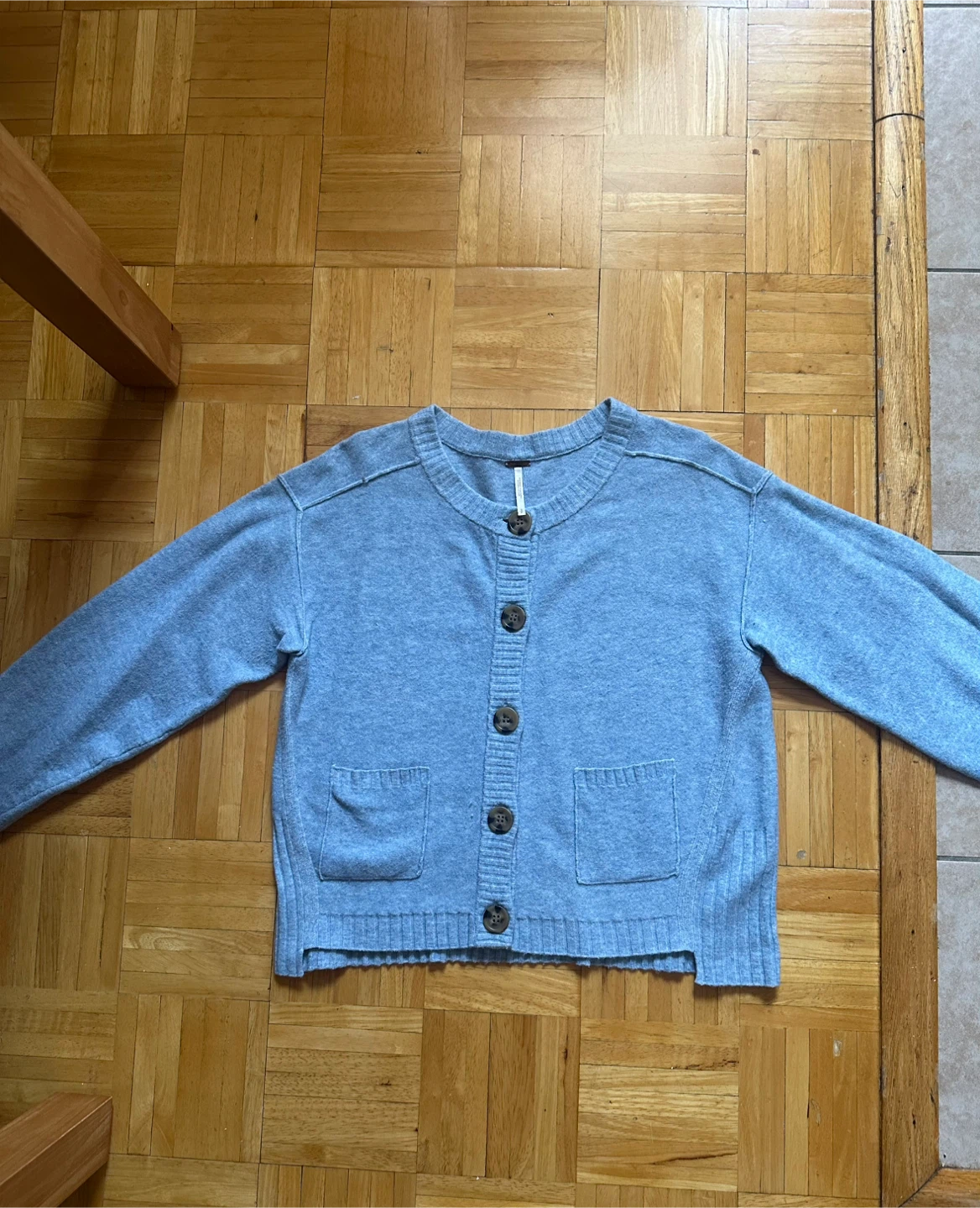 Free People Blue Button-Up Cardigan