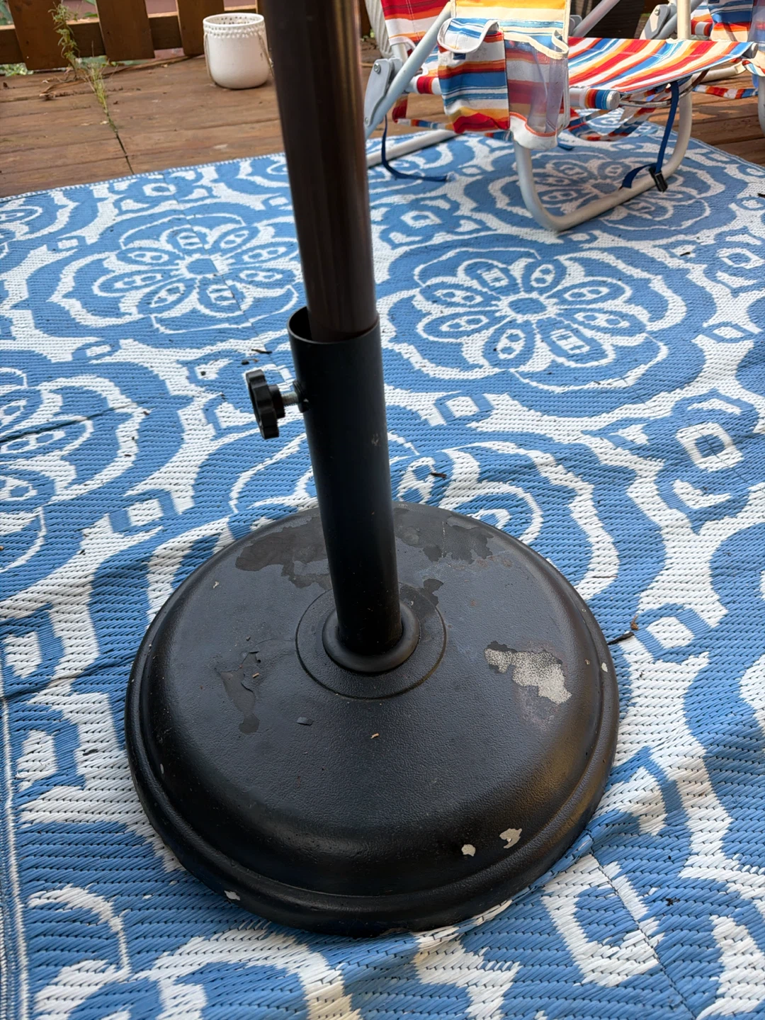 Dark Blue Patio Umbrella with Base - photo 2