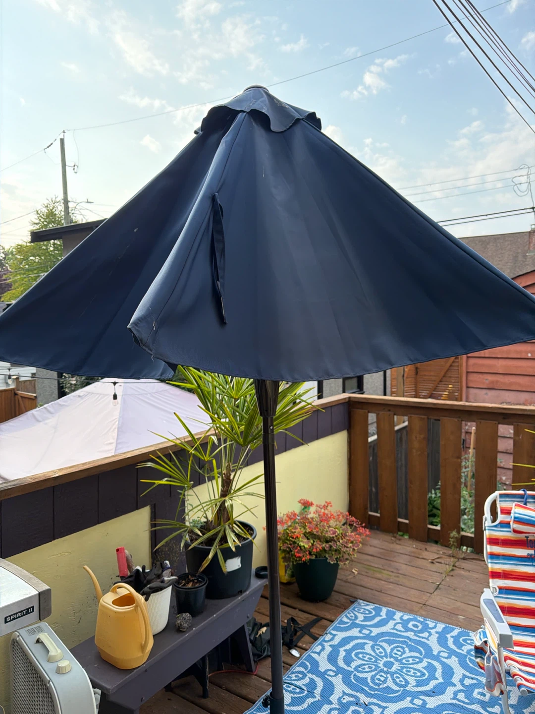 Dark Blue Patio Umbrella with Base - photo 3
