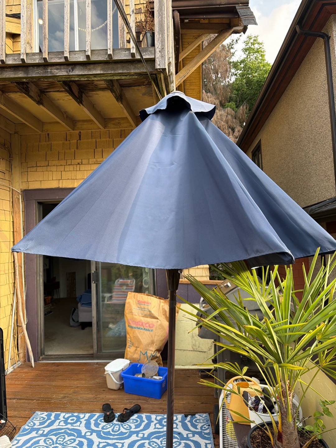 Dark Blue Patio Umbrella with Base - photo 4