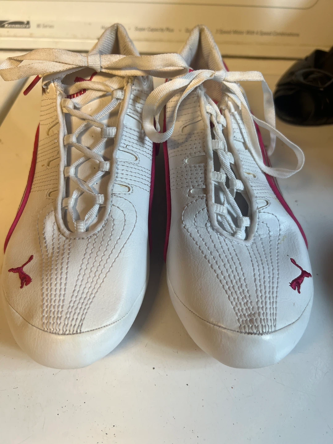 Puma White & Pink Driving Moccasins