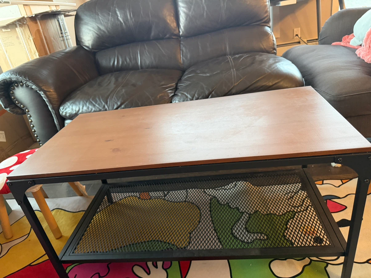 Wood Top Coffee Table with Metal Mesh Shelf - photo 3