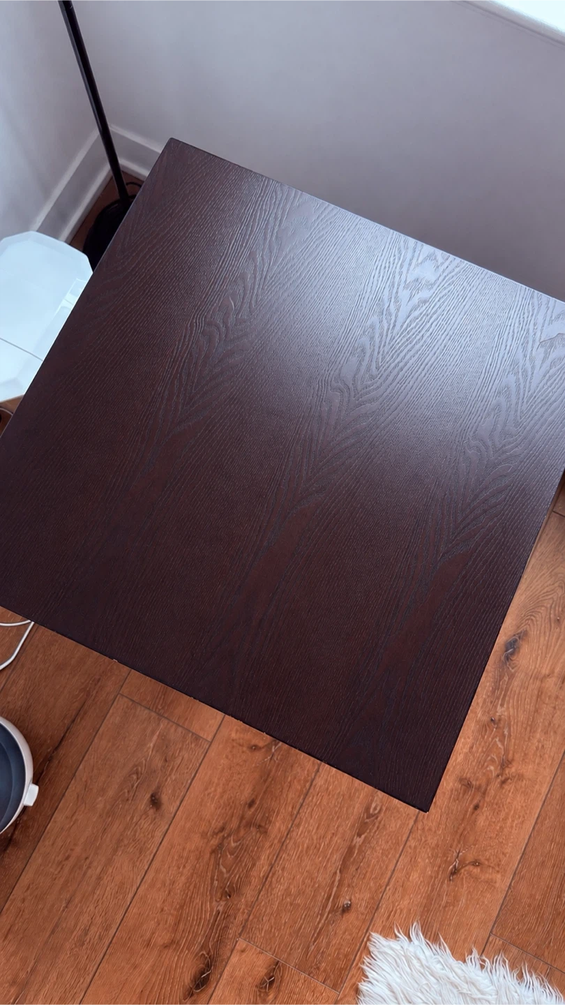 Dark Wood Side Table with Glass Shelf
