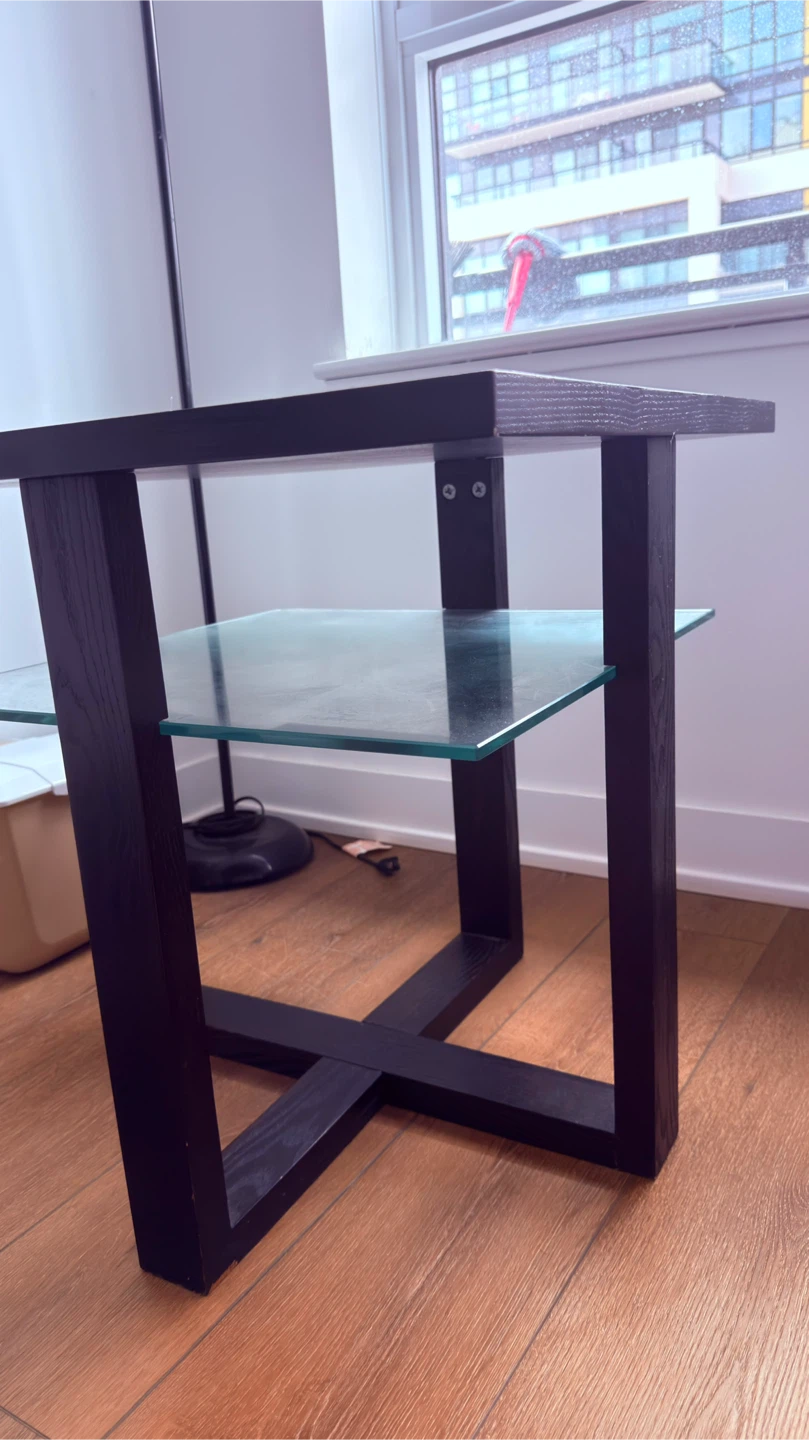 Dark Wood Side Table with Glass Shelf - photo 3