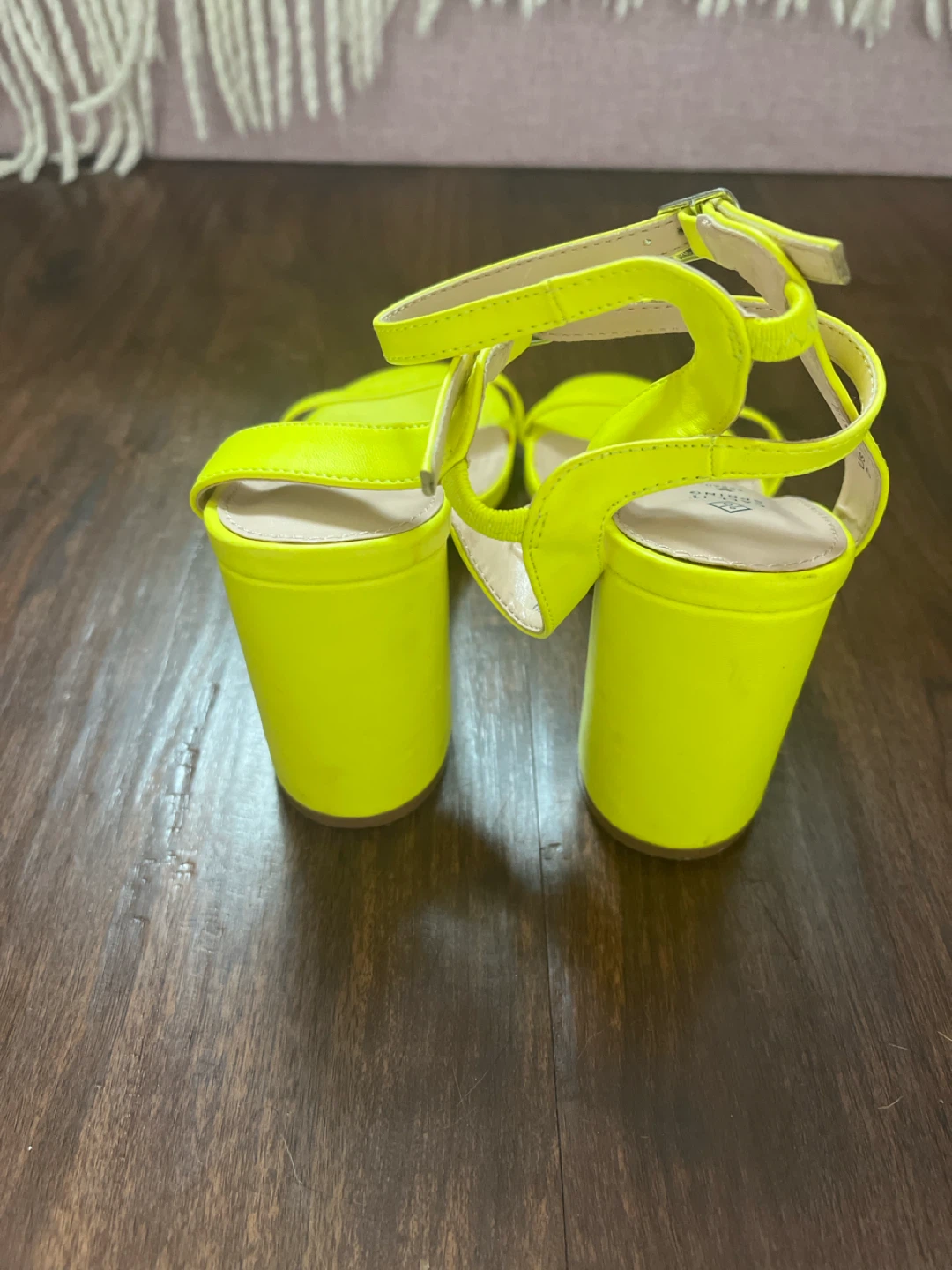 Call It Spring Neon Yellow Block Heel Sandals - photo 4