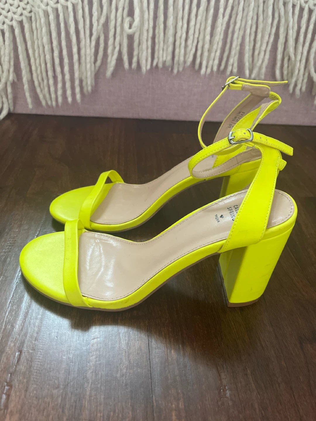 Call It Spring Neon Yellow Block Heel Sandals - photo 3