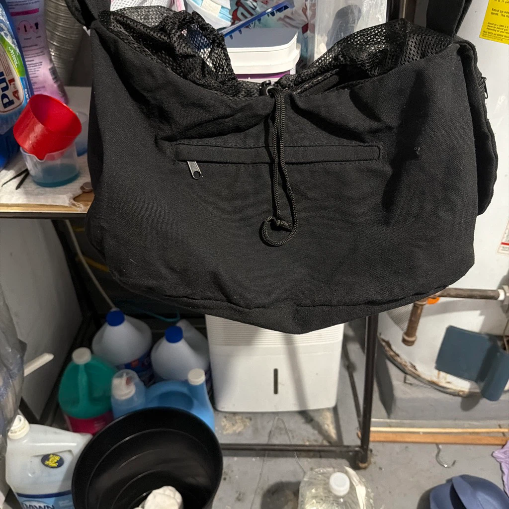 Black Canvas Sling Bag with Mesh Top