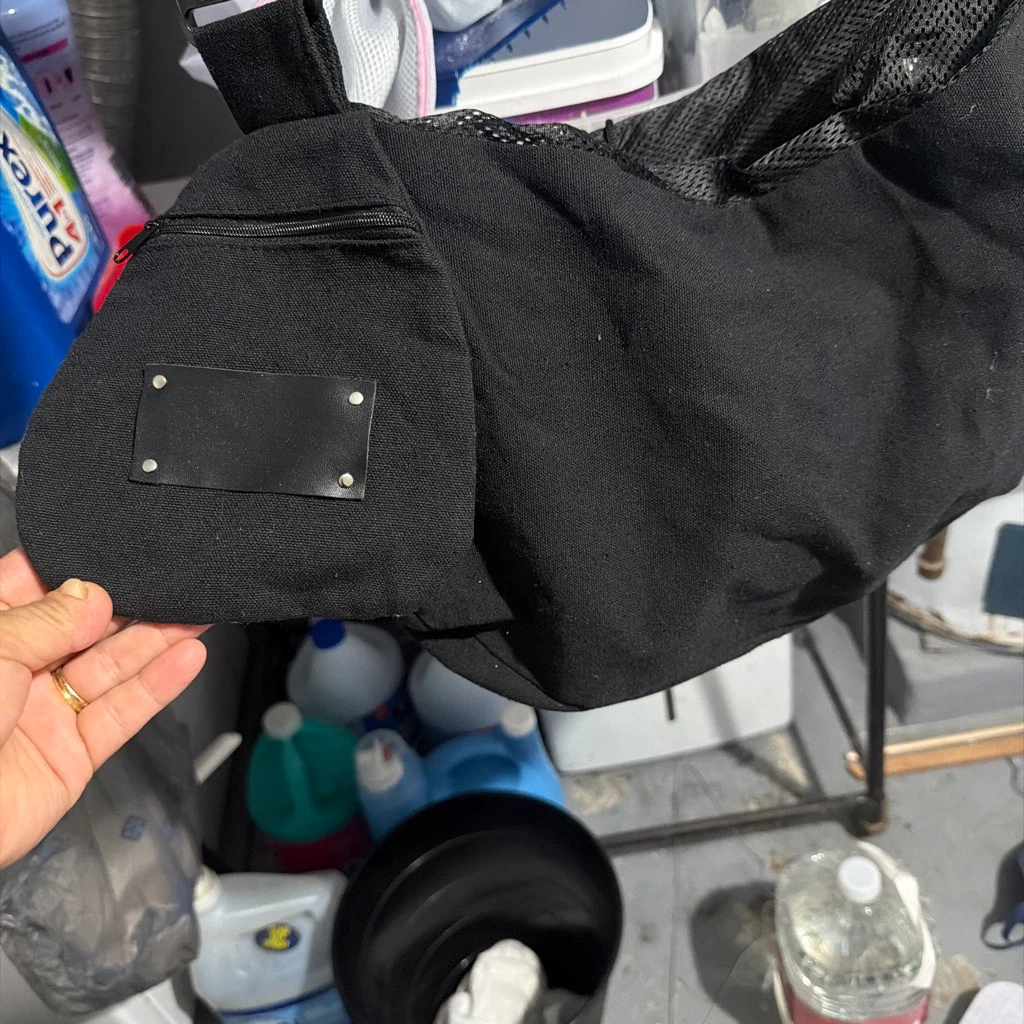 Black Canvas Sling Bag with Mesh Top - photo 3