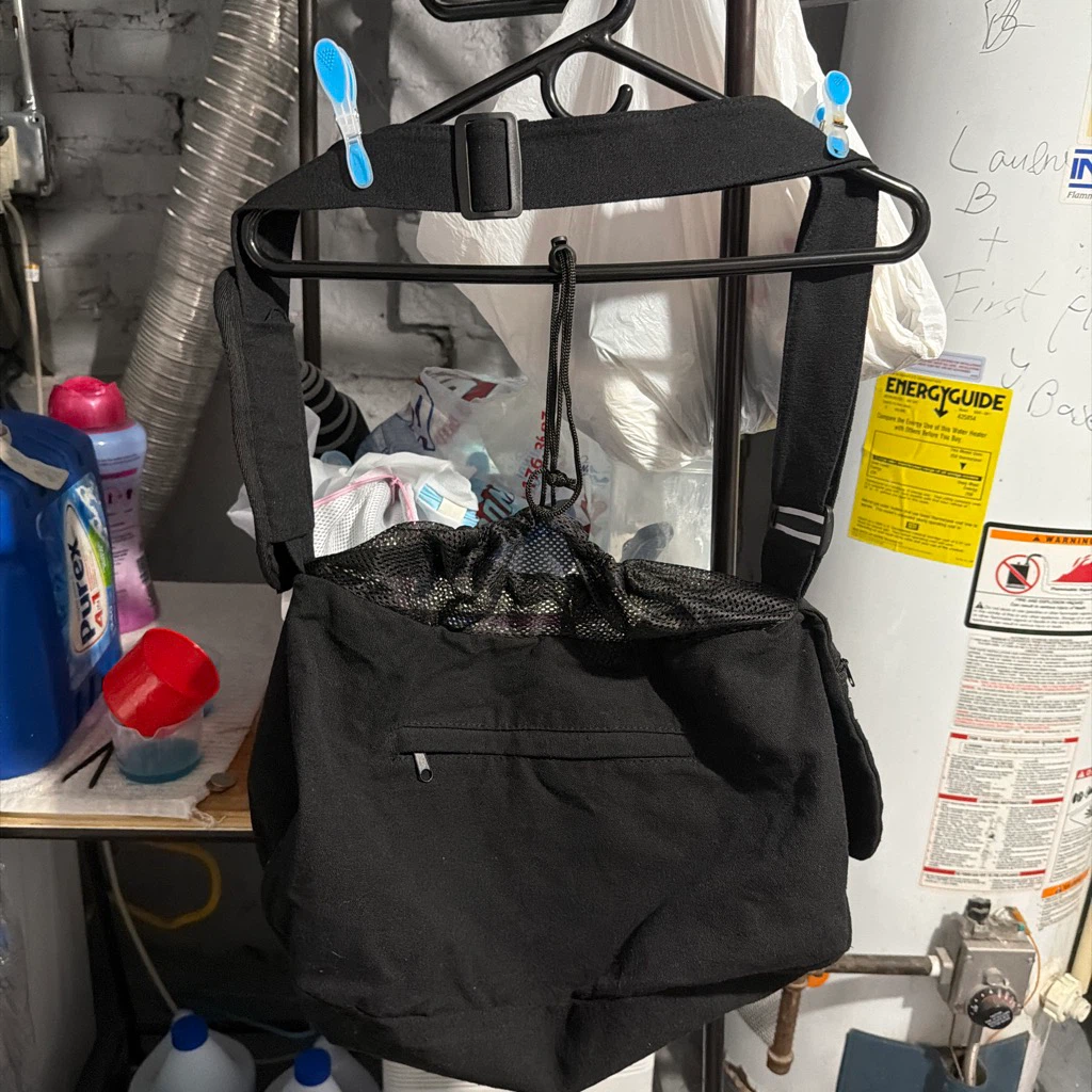Black Canvas Sling Bag with Mesh Top - photo 5