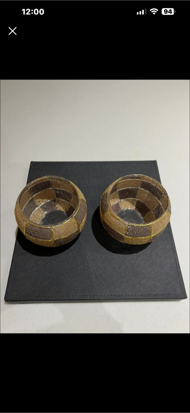 Set of 2 Mosaic Votive Candle Holders