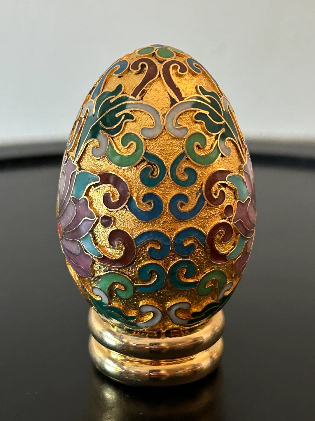 Vintage Gilded Cloisonné Enamel Egg withStand - photo 4