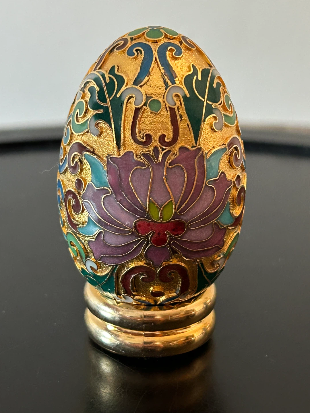 Vintage Gilded Cloisonné Enamel Egg withStand - photo 5
