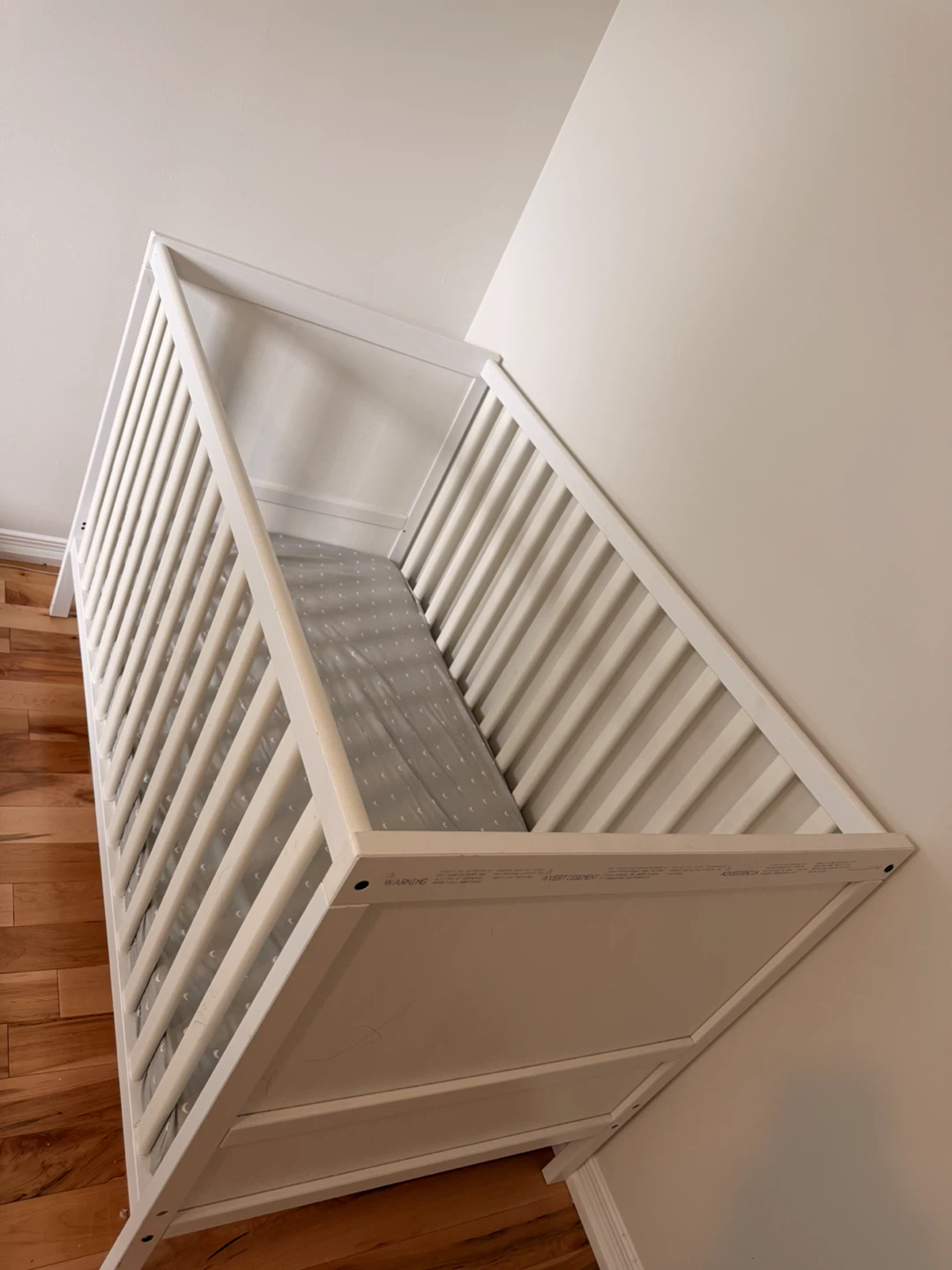 Ikea White Crib convertible bed with Mattress