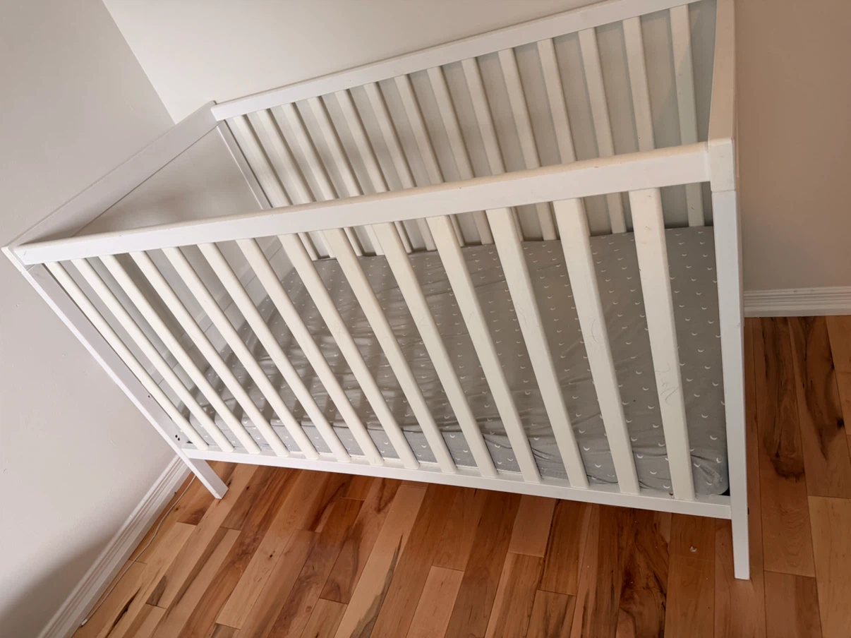 Ikea White Crib convertible bed with Mattress - photo 2