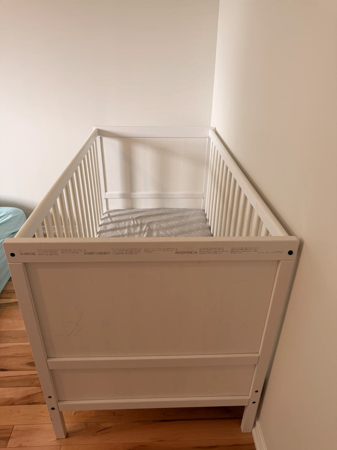 Ikea White Crib convertible bed with Mattress - photo 3