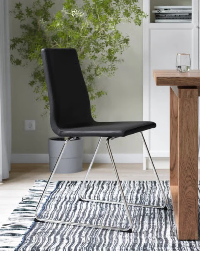 Ikea LILLÅNÄS Dining Chairs (Set of 4) - Black Faux Leather