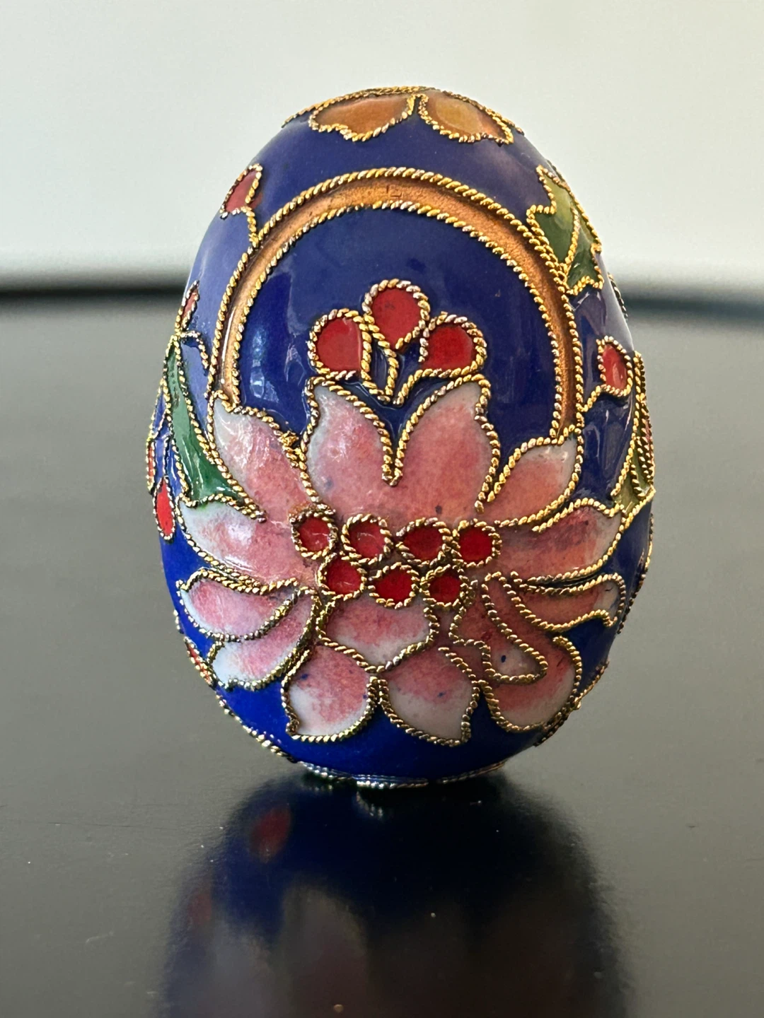 Vintage Cobalt Blue Cloisonné Enamel Egg