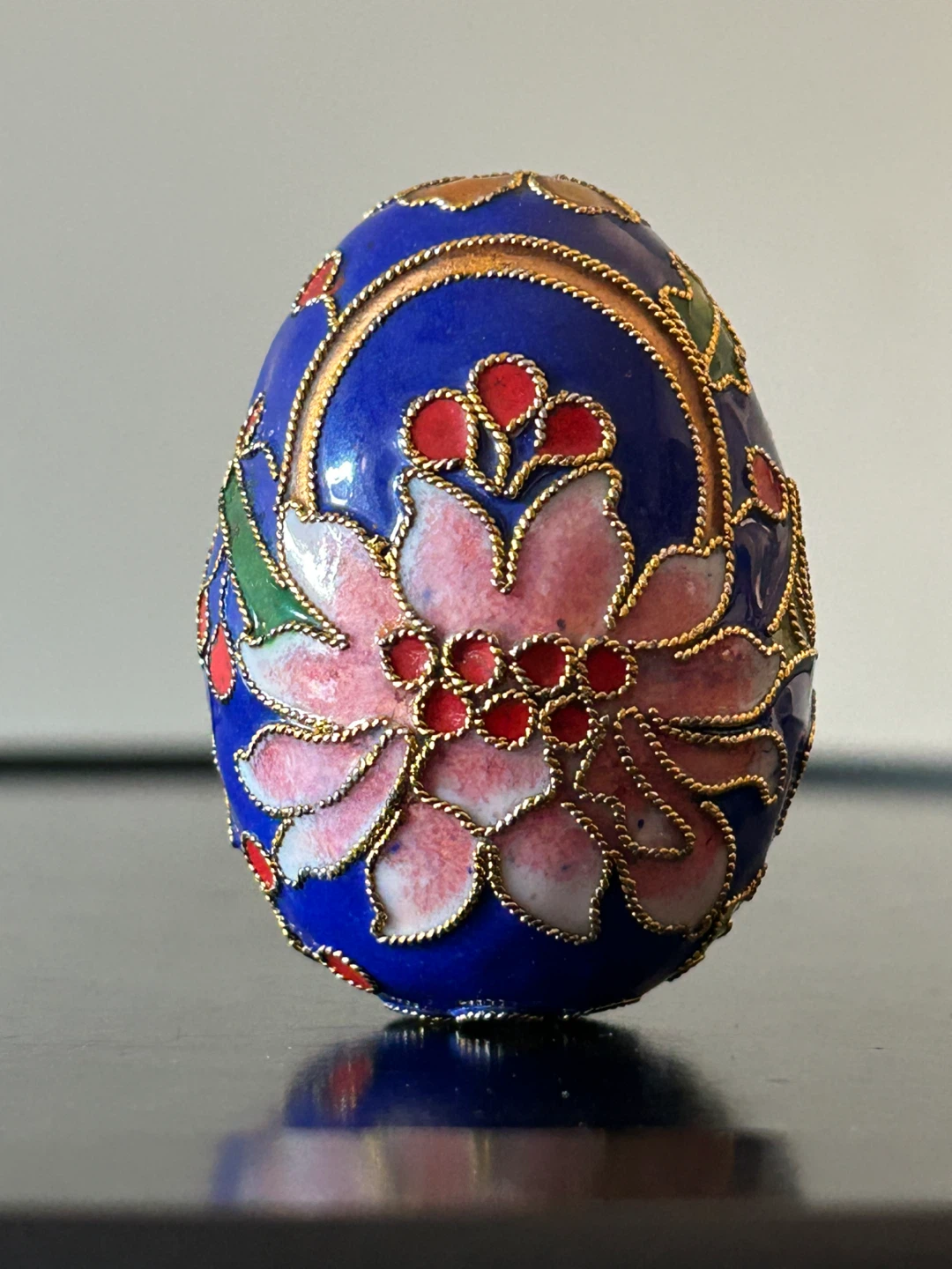 Vintage Cobalt Blue Cloisonné Enamel Egg - photo 3