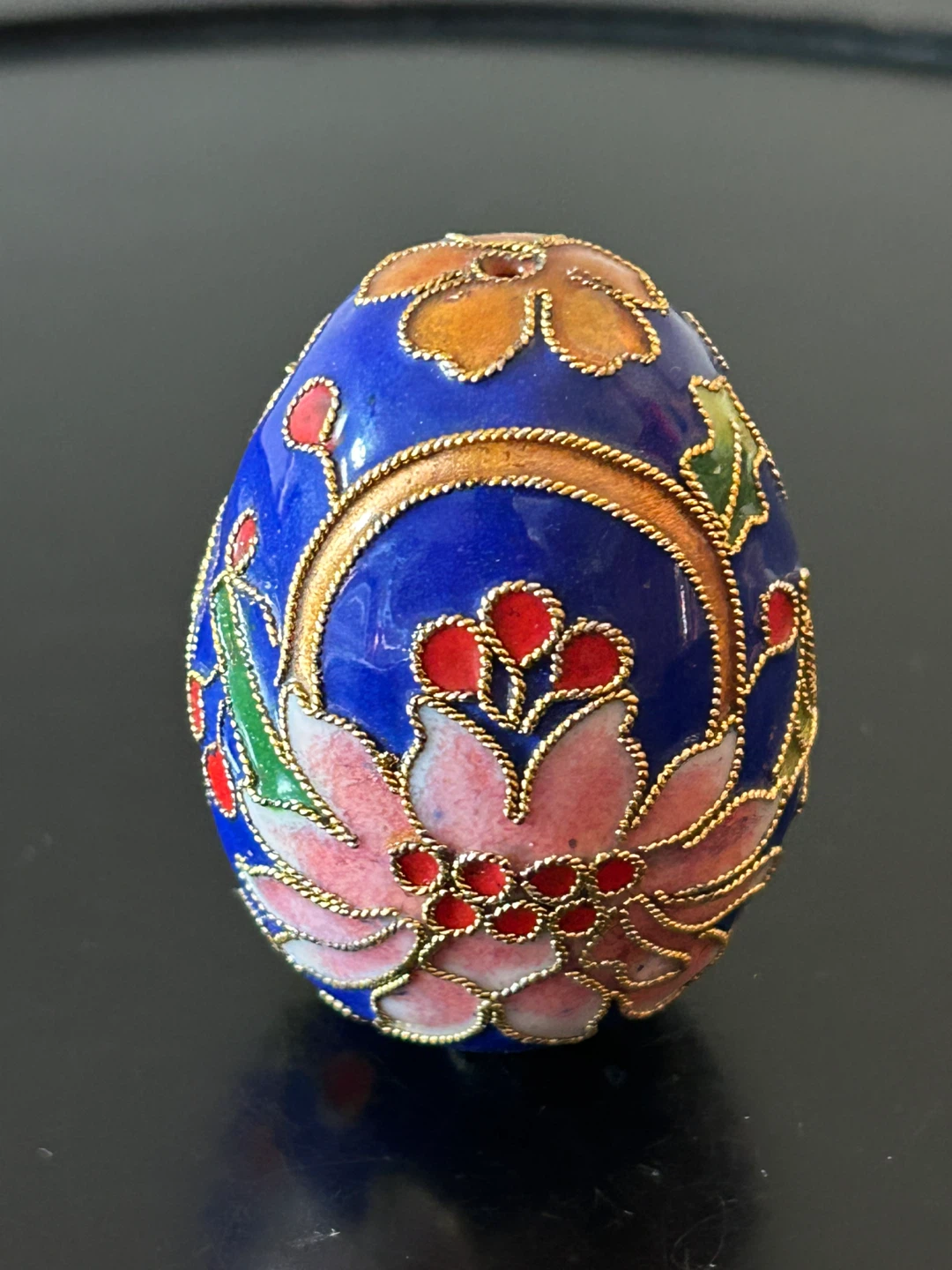 Vintage Cobalt Blue Cloisonné Enamel Egg - photo 4