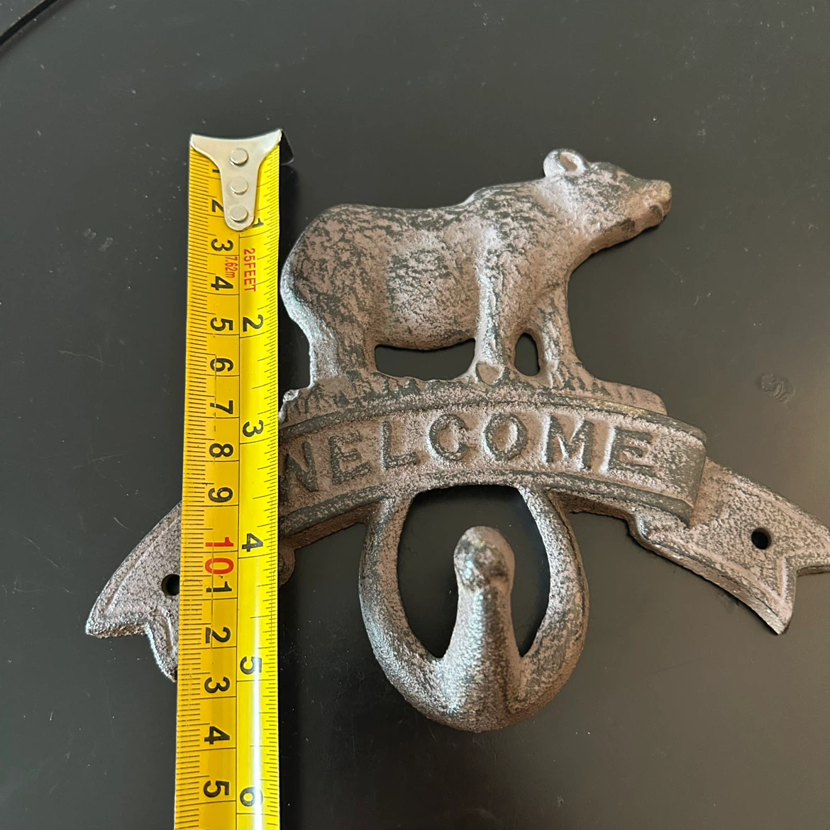 Rustic Cast Iron Bear “WELCOME” Wall Hook / Key Holder - photo 5