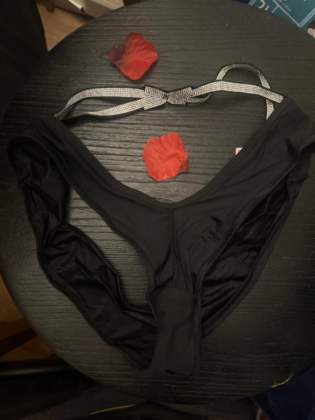 Victoria's Secret Black Cheeky Panty with Rhinestones