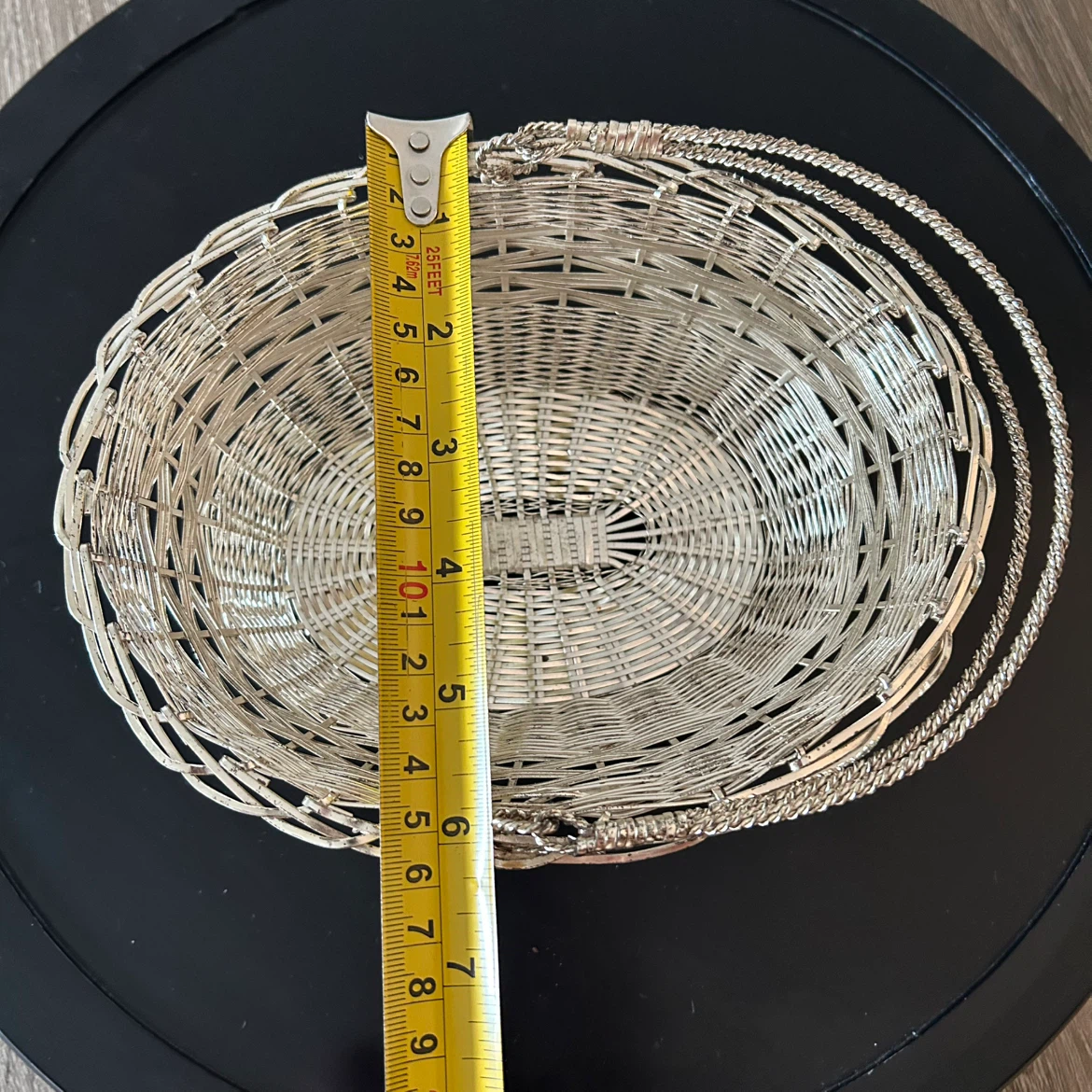 Vintage Silver Woven Wire Basket - photo 3