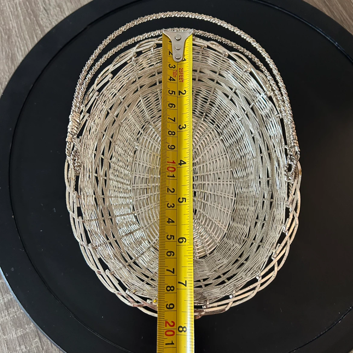 Vintage Silver Woven Wire Basket - photo 4