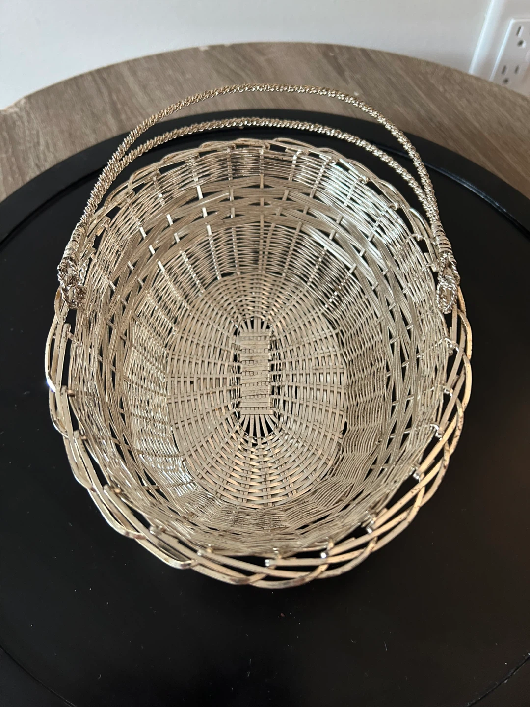 Vintage Silver Woven Wire Basket - photo 5
