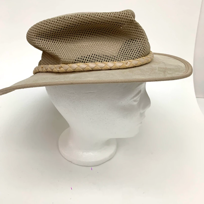 Mens Safari Hat Wide Brim Sun Hat Mesh Outdoor Hiking Travel Tan - photo 4