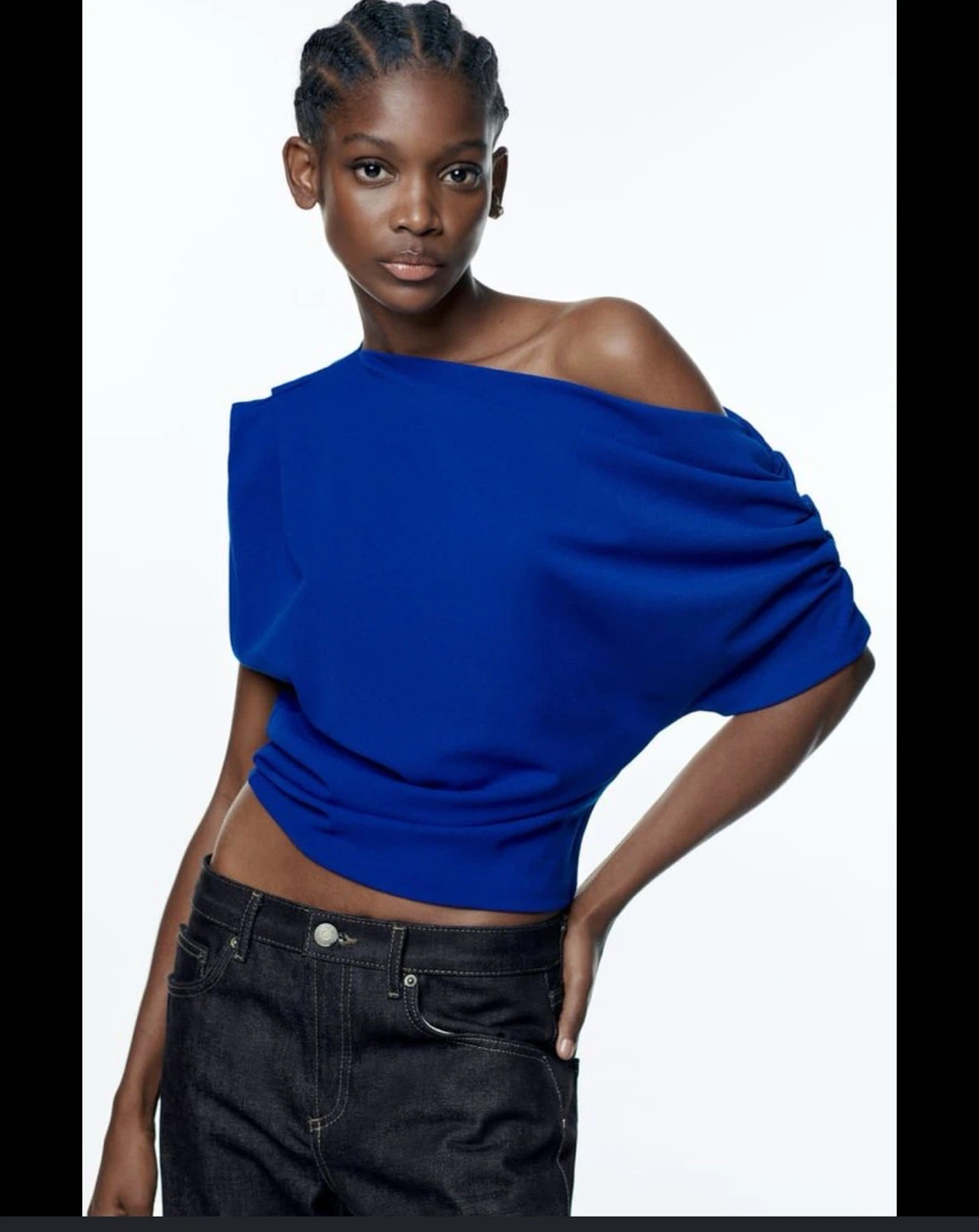ZARA Blue Off-Shoulder Top Size S