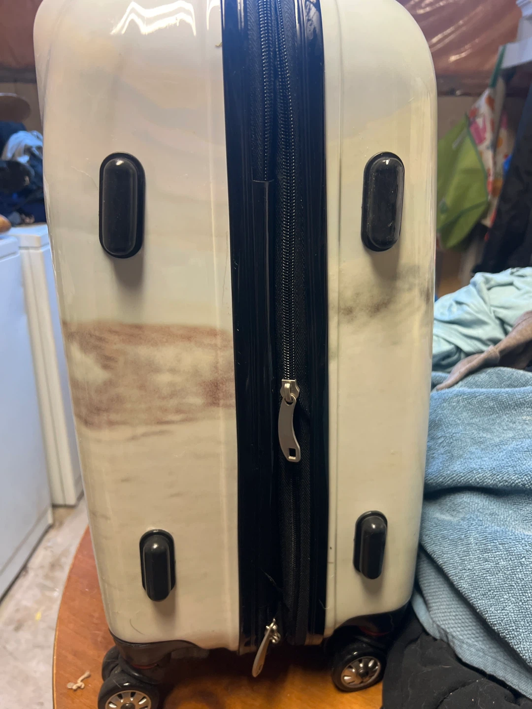 White Suitcase with Girl and Puppy Graphic - photo 2