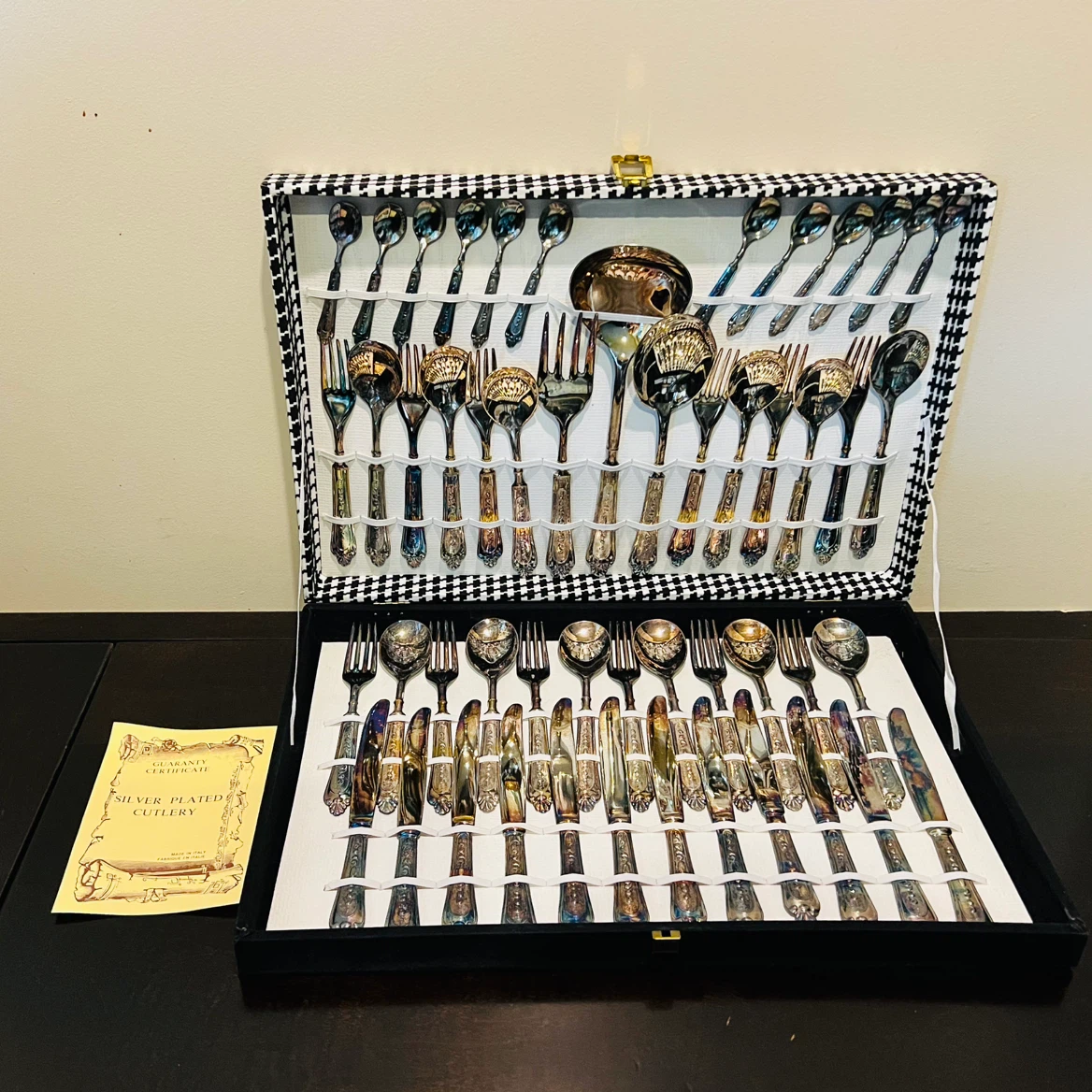 LBL ITALY 51 Piece 12 Place Silver-Plated Flatware Cutlery Set