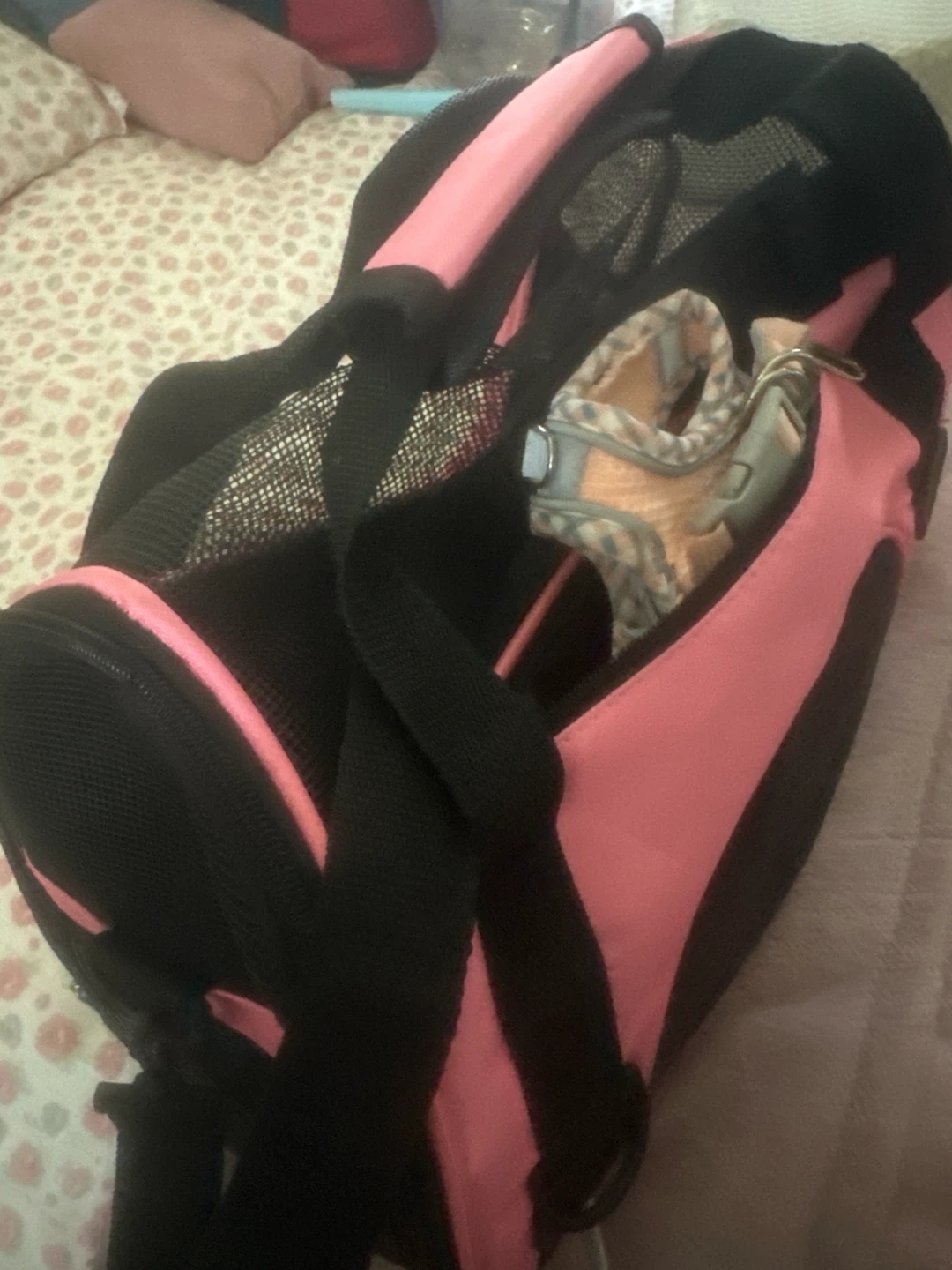 Pink Pet Carrier Bag with Matching Harness - photo 4