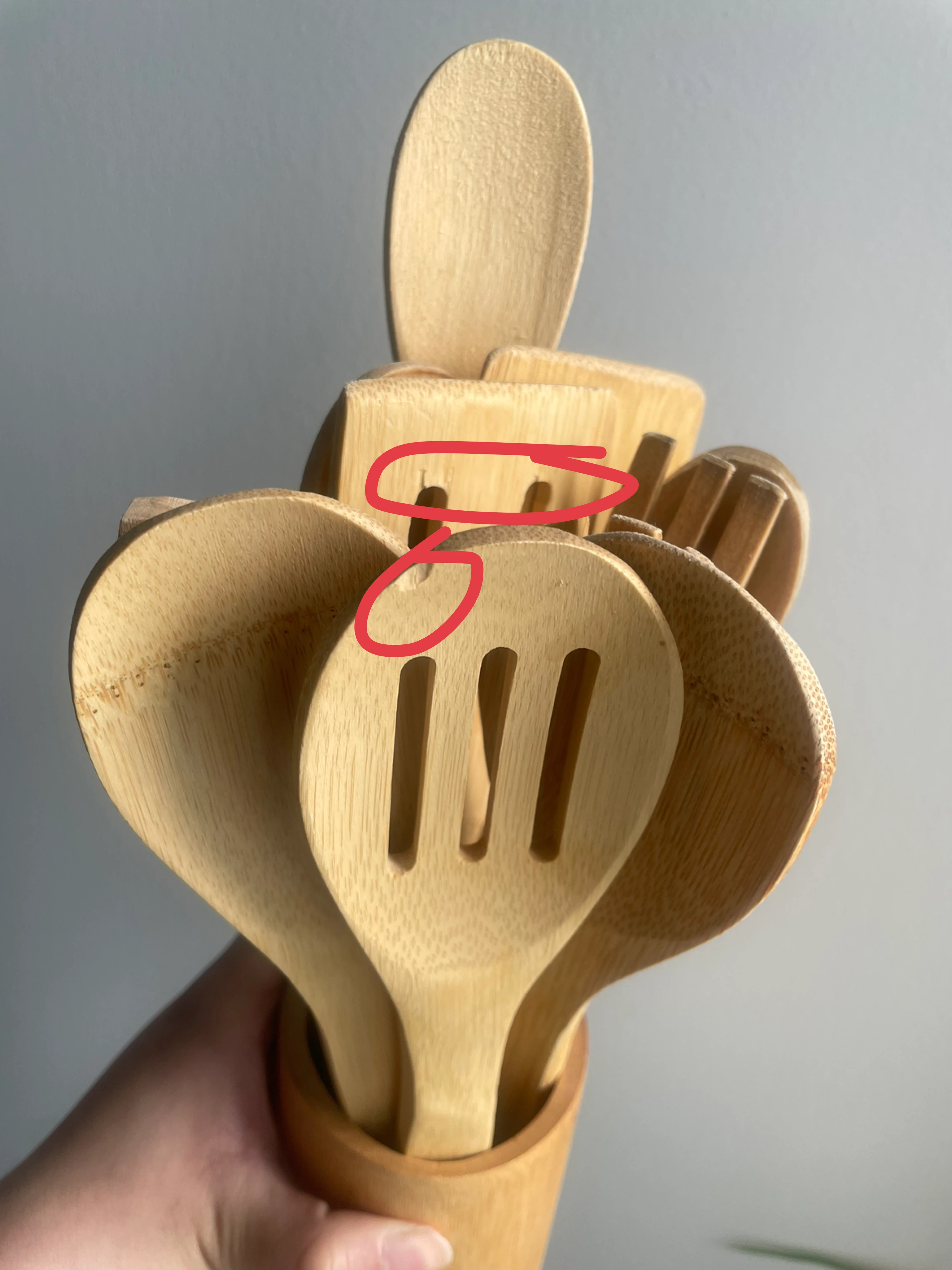 Bamboo Kitchen Utensil Set with Holder - photo 2