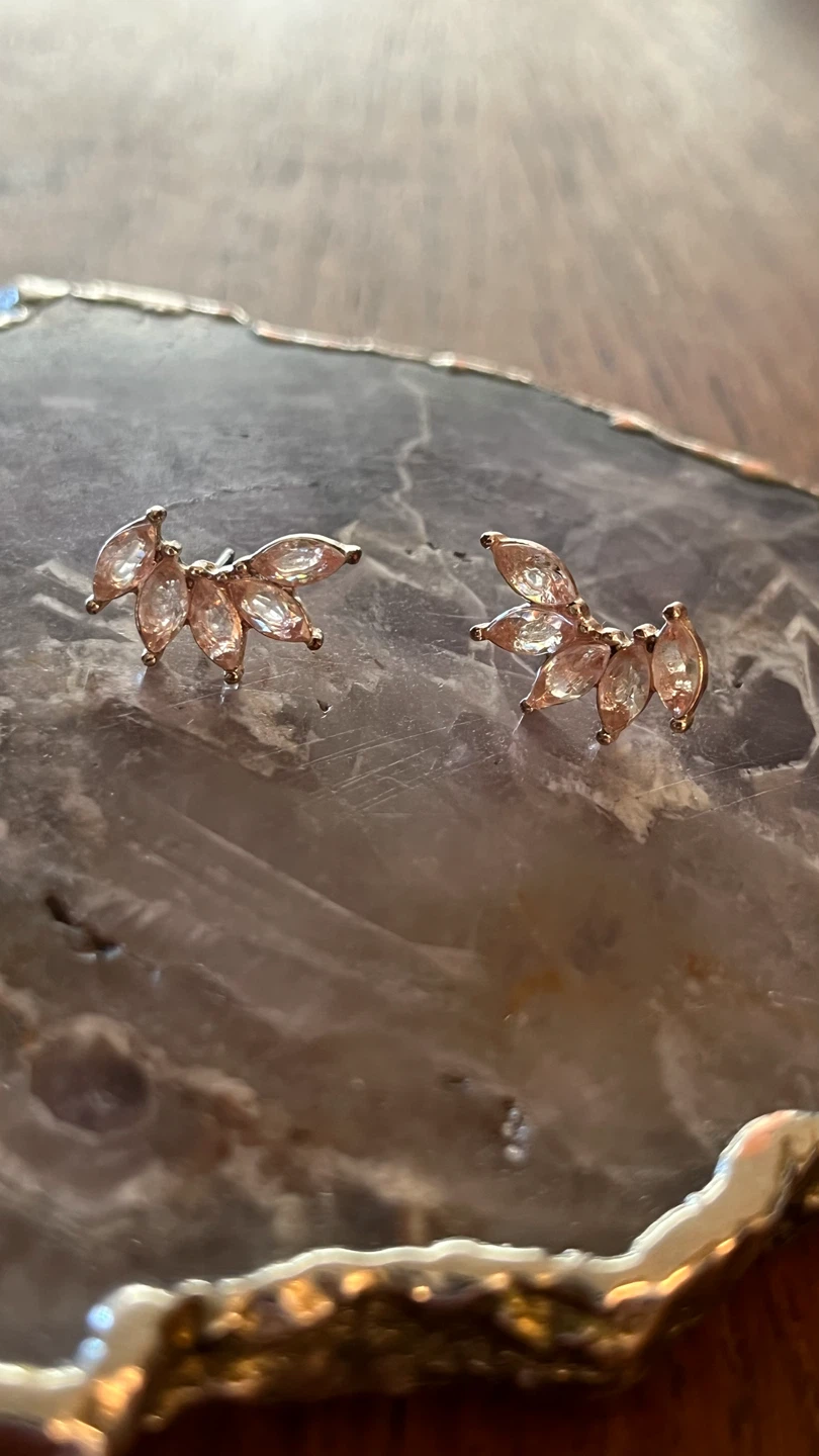 Rose Gold Leaf Ear Climbers