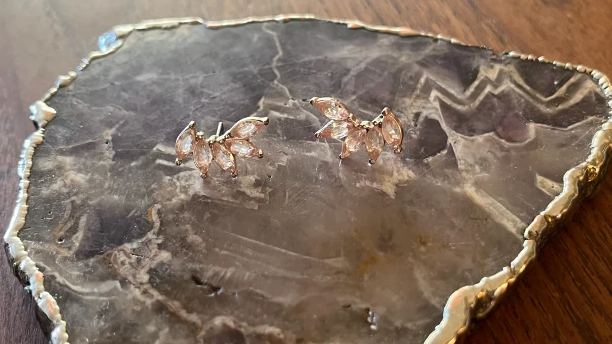 Rose Gold Leaf Ear Climbers - photo 2