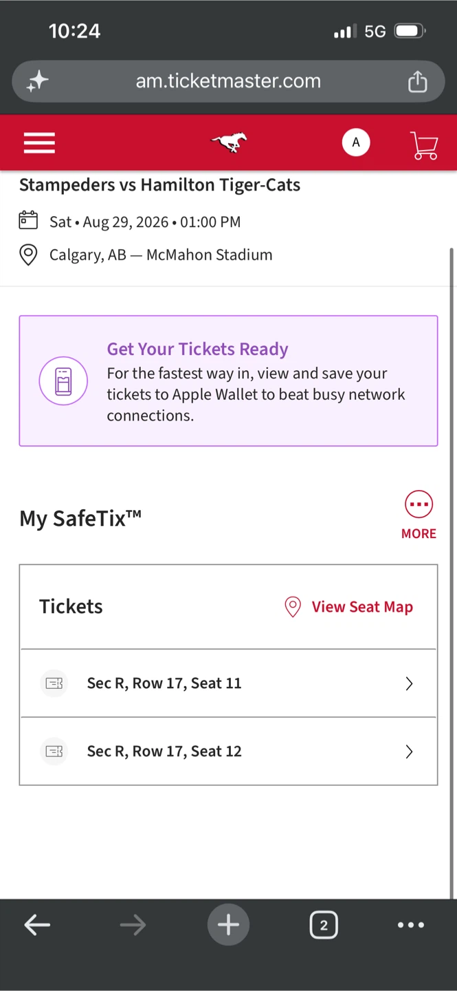Calgary Stampeders vs Hamilton Tiger Cats Football Tickets