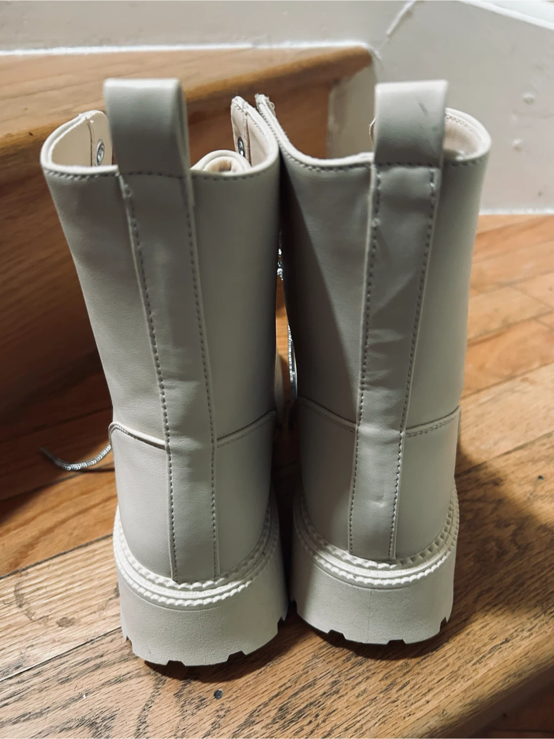 Women's Cream Combat Boots streetwear  Size 8 - photo 5