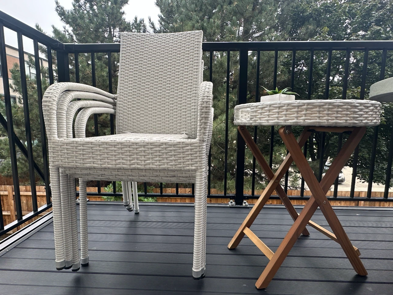 Stackable Wicker Patio Chairs (Set of 4) - photo 4