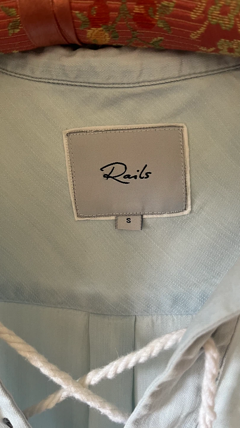 Rails Light Blue Chambray Lace-Up Shirt Dress Size S - photo 3