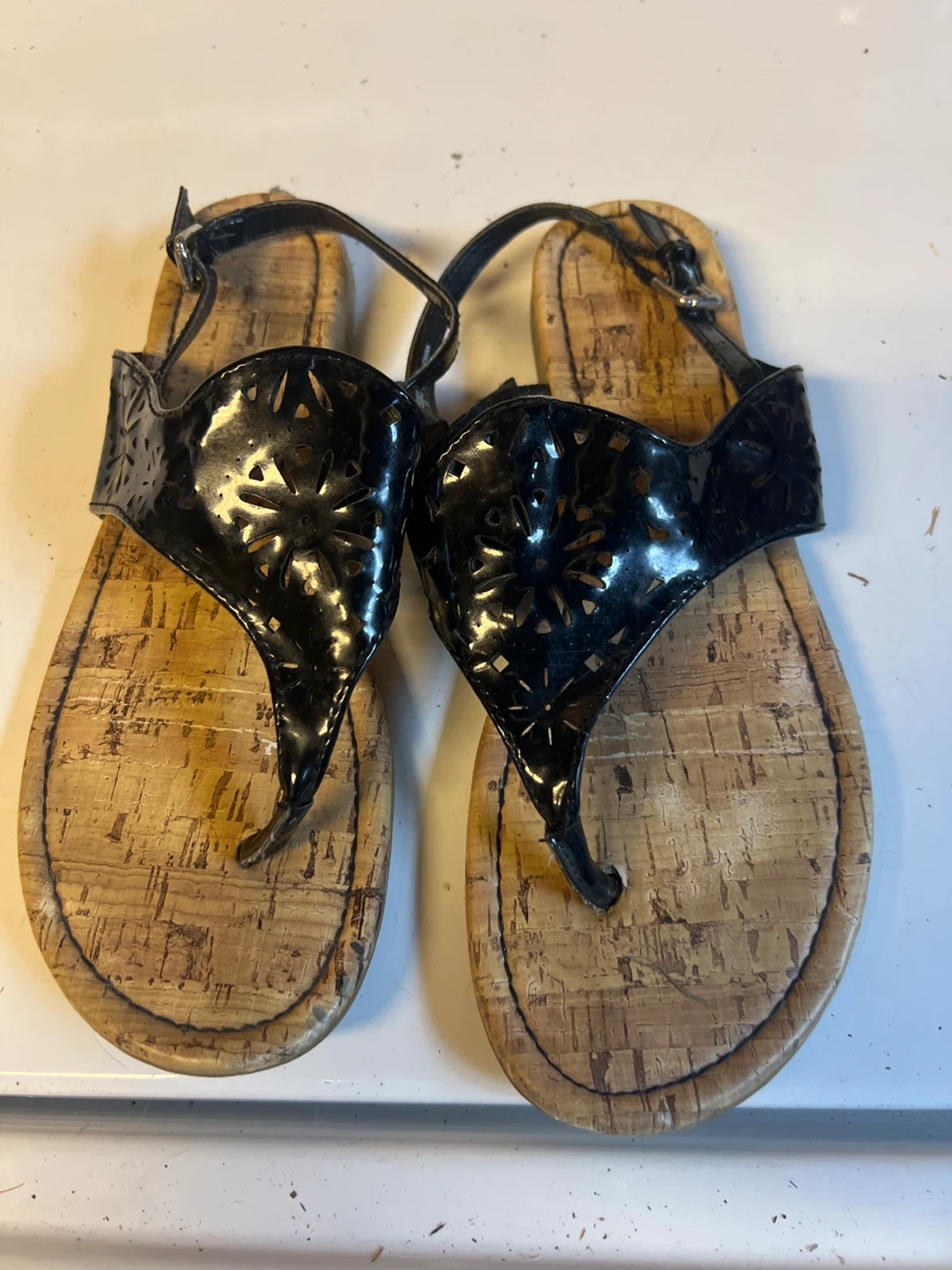 Black Wedge Sandals Size 7