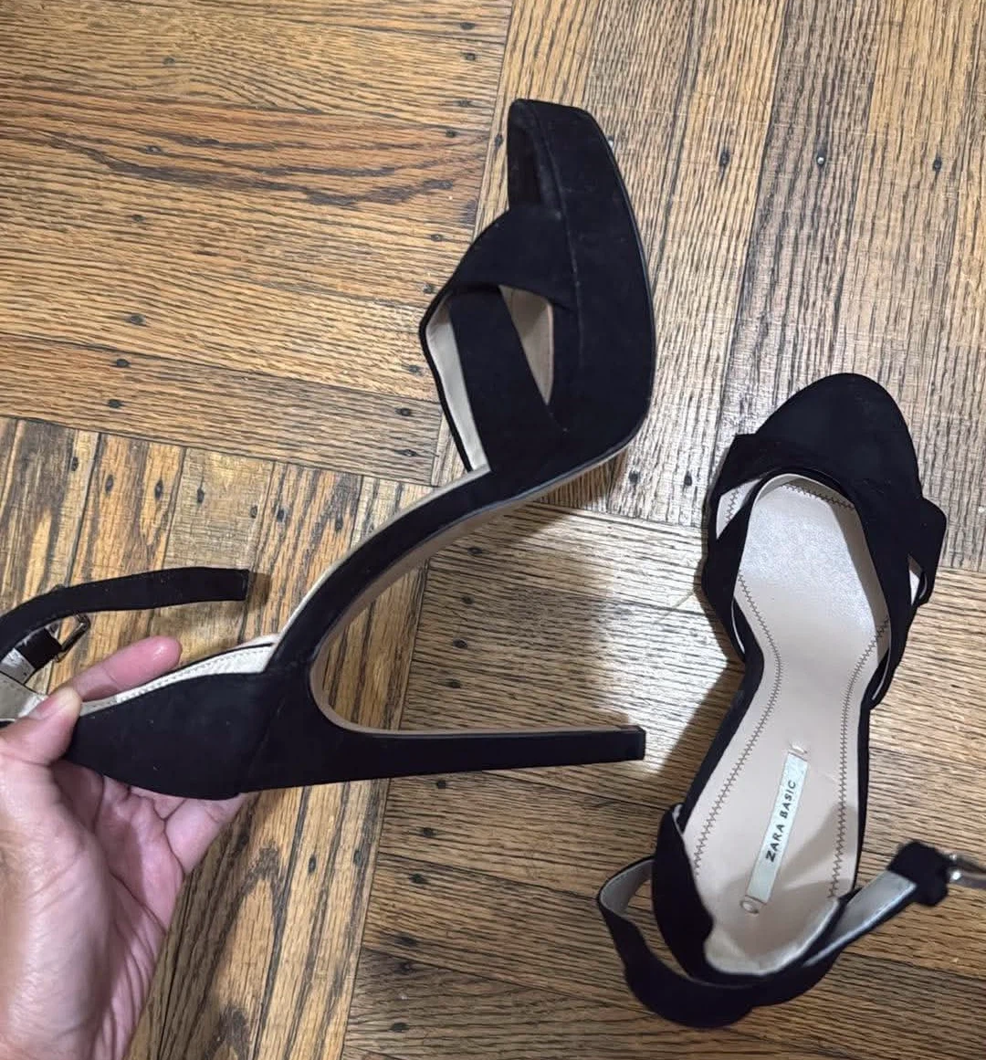 Black Faux Suede High /Heel Ankle Boots
